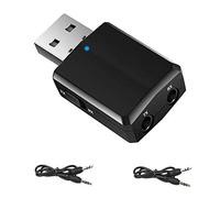 EasyULT Bluetooth Adaptateur 5.0, Adaptateur 3-en-1 Bluetooth Émetteur-Récepteur USB sans Fil avec 2X Câble Audio 3.5 mm pour TV/PC/Écouteurs/Systèmes Audio de Voiture/Maison(Noir)