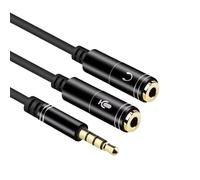EasyULT Câble Adaptateur Audio Jack, Audio Câble Splitter, Câble Audio Jack 3.5mm Mâle à Double 3.5mm Femelle Microphone Y Splitter Câble Compatible avec PC, Haut-Parleur etc (Noir)