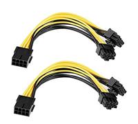 EasyULT Lot de 2 Câbles Adaptateur d'Alimentation PCI-E 6 Broches vers 8 Broches (6 + 2) pour Carte Graphique GPU VGA, 20cm