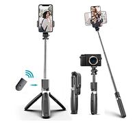 EasyULT Perche Selfie Bluetooth, Trépied Mini Selfie Stick Extensible avec Télécommande, Perche Selfie Trépied pour Smartphone(4-6.2 Zoll) S10 S10+ S9 S8 etc. et Appareil Photo Numériques(Noir)