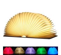 EasyULT Rechargeable Livre lampe Pliante, Mini LED Lampe de Livre Pliante 6 Changement de Couleur, Lumière LED Bois, Cadeau Lumières Décoratives, Lampe de Table, Lampe de Bureau (12x9x2.5cm)
