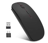 EasyULT Souris sans Fil Rechargeable,Silence Click Wireless Mouse Optique,USB Nano-Récepteur,Ultra Mince 1600 DPI,avec USB câble,pour PC/Tablet/Laptop(Noir)