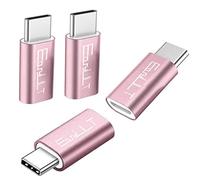 EasyULT USB C Adaptateur, 4 Pièces Adaptateur Micro USB vers USB C,Type C Male vers Micro USB Femelle, pour Samsung Galaxy, Huawei, OnePlus et d'autres avec USB C(Rose)
