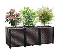 EasyVibe Jardinière surélevée auto-arrosante, bac de 50 cm de profondeur, 200 L, grands bacs pour plantes d’extérieur, jardinière surélevée en PP pour patio, pour fleurs et légumes, kit de jardinière