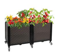 EasyVibe Jardinière surélevée avec roulettes 80 x 40 x 40 cm (L x l x H) - Jardinière surélevée pour jardinage - Auto-arrosage - Roulettes verrouillables en métal durable - Jardinière rectangulaire