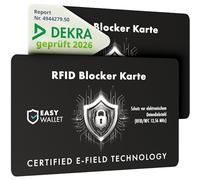 EasyWallet Carte bloqueur NFC/RFID certifiée DEKRA - Technologie anti-interférence de champ électronique pour une protection sûre des cartes - Extra fine (0,84 mm) - Parfait pour tout portefeuille