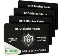 EasyWallet Carte bloqueur NFC/RFID certifiée DEKRA - Technologie anti-interférence de champ électronique pour une protection sûre des cartes - Extra fine (0,84 mm) - Parfait pour tout portefeuille