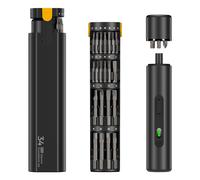 EasyWox 35-en-1 Kit de tournevis électrique 3,7 V avec batterie Lithium 1 500 mAh, 26 embouts, charge en 3-4 heures, couple réglable 1.2-3 N.M avec boîte de rangement magnétique noire