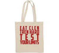 Eat Clen Tren Hard Test Your Limits Sac fourre-tout humoristique en coton naturel Blanc