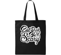 Eat Drink Be Scary Halloween Skull Cowboy Graphic Natural Ecologique Sac fourre-tout en coton Noir, Noir , Taille unique