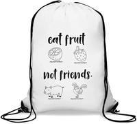 Eat Fruit Not Friends Go Sac de gym végétalien avec cordon de serrage Blanc