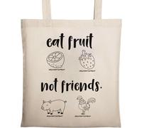 Eat Fruit Not Friends Go Sac fourre-tout en coton écologique végétalien Beige