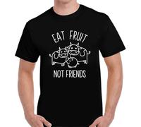 Eat Fruit Not Friends T-Shirt Graphic Tee Mens Shirt Black (Medium)