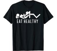 Eat Healthy Funny Eating Design Great Gift Idea Tee T-Shirt Black L