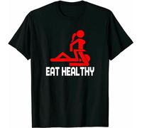 Eat Healthy Premium Gift Idea Tee t-Shirt Casual Round Neck T Shirt Black XL