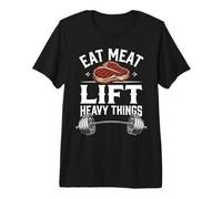 Eat Meat Lift Heavy Carnivore Diet Steak & Barbell T-Shirt Haut de Gamme