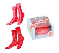 EAT MY SOCKS - Chaussettes originales et amusantes - Design gâteau d'anniversaire - Chaussettes hautes - Confort et durabilité - Idéales pour hommes et femmes - Tailles 35 à 46-2 Paires