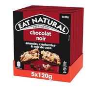 Eat Natural - Barres aux Fruits et aux Noix Sans Gluten - Cranberries, Amandes, Noix de Coco, Chocolat Noir - 5 x 3 barres (40g)
