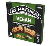 EAT NATURAL - Barres Céréales Vegan Chocolat Noir aux Cacahuètes et Abricots - la boite de 3 barres - 120g - Le Lot De 4
