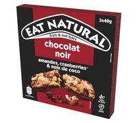 EAT NATURAL - Barres Gourmandes Sans Gluten aux Amandes & Cranberries, Saveur Noix de Coco et Chocolat Noir (3x40g) - Le Lot De 3