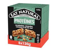Eat Natural - Barres Protéinées Sans Gluten avec 8,8g de Protéines - Cacahuètes et Caramel - 5 x 3 barres (40g)