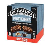Eat Natural - Barres Protéinées Sans Gluten avec 8,8g de Protéines - Cacahuètes et Chocolat Noir - 5 x 3 barres (40g)