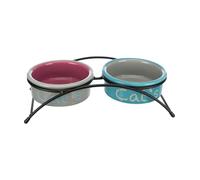 Trixie Eat on Feet Set Écuelles Céramique pour Chien Bleu Clair/Orange/Mauve 2 x 0,3 L/Diamètre 12 cm