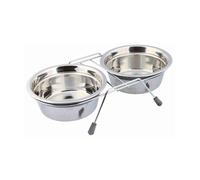 Eat-on-feet set di ciotole in acciaio inox silenziose Trixie