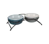 TRIXIE Ensemble mangeoire 2 × 0,25 l/13 cm, Bleu pétrole/Gris, Chien