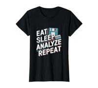 Eat Sleep Analyse Repeat Data Analytics Data Engineering T-Shirt Graphique avec Valeur, Femme, Noir, S