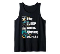 Eat Sleep Anime Gaming Repeat 食べる 寝る アニメ ゲーム 繰り返す Otaku Débardeur