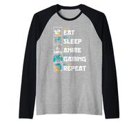 Eat Sleep Anime Gaming Repeat 食べる 寝る アニメ ゲーム 繰り返す Otaku Manche Raglan