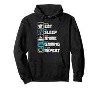 Eat Sleep Anime Gaming Repeat 食べる 寝る アニメ ゲーム 繰り返す Otaku Sweat à Capuche