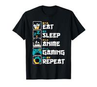 Eat Sleep Anime Gaming Repeat 食べる 寝る アニメ ゲーム 繰り返す Otaku T-Shirt