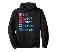Eat Sleep Anime Gaming Repeat Funny Otaku Gamer Sweat à Capuche