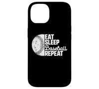 Eat Sleep Baseball Repeat Softball Catcher Batter Baseballer Coque pour iPhone 14