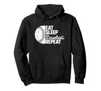 Eat Sleep Baseball Repeat Softball Catcher Batter Baseballer Sweat à Capuche