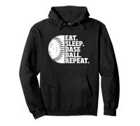 Eat Sleep Baseball Repeat Softball Catcher Batter Baseballer Sweat à Capuche