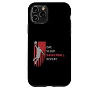 Eat. Sleep.Basketball. Repeat. Joueur sautant Haut avec Drapeau Coque pour iPhone 11 Pro