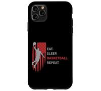 Eat. Sleep.Basketball. Repeat. Joueur sautant Haut avec Drapeau Coque pour iPhone 11 Pro Max