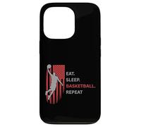 Eat. Sleep.Basketball. Repeat. Joueur sautant Haut avec Drapeau Coque pour iPhone 13 Pro