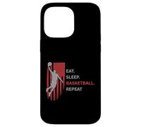 Eat. Sleep.Basketball. Repeat. Joueur sautant Haut avec Drapeau Coque pour iPhone 14 Pro Max