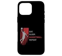 Eat. Sleep.Basketball. Repeat. Joueur sautant Haut avec Drapeau Coque pour iPhone 16 Pro Max
