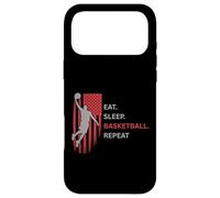 Eat. Sleep.Basketball. Repeat. Joueur sautant Haut avec Drapeau Coque pour iPhone 17 Pro Max