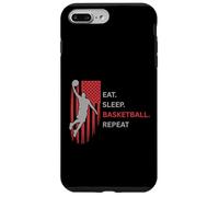 Eat. Sleep.Basketball. Repeat. Joueur sautant Haut avec Drapeau Coque pour iPhone 7 Plus/8 Plus
