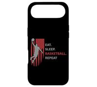 Eat. Sleep.Basketball. Repeat. Joueur sautant Haut avec Drapeau Coque pour iPhone Air