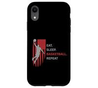 Eat. Sleep.Basketball. Repeat. Joueur sautant Haut avec Drapeau Coque pour iPhone XR