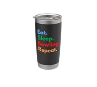Eat Sleep Bowling Repeat pour les amateurs de bowling et de bowling Gobelet isotherme en acier inoxydable double paroi