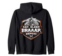 Eat Sleep Braaap Repeat Dirt Bike Rider Motocross Sweat à Capuche