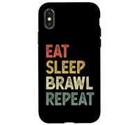 Eat Sleep Brawl Repeat Stars Funny Video Gamer Gaming Coque pour iPhone X/XS